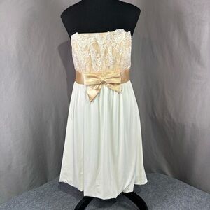 Jessica McClintock For Gunne Saxx Dress Women’s 13 Formal Lace White Gold